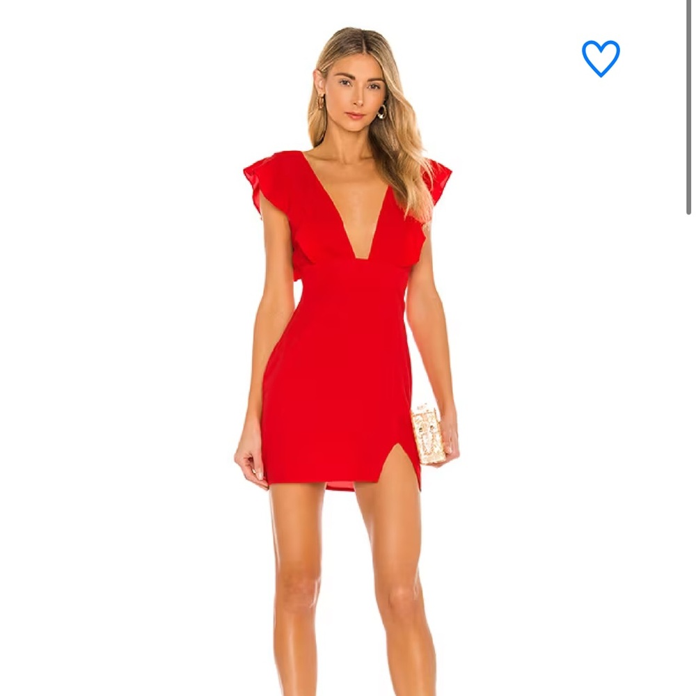 Superdown Red Bodycon Mini Dress with Plunge Neckline
